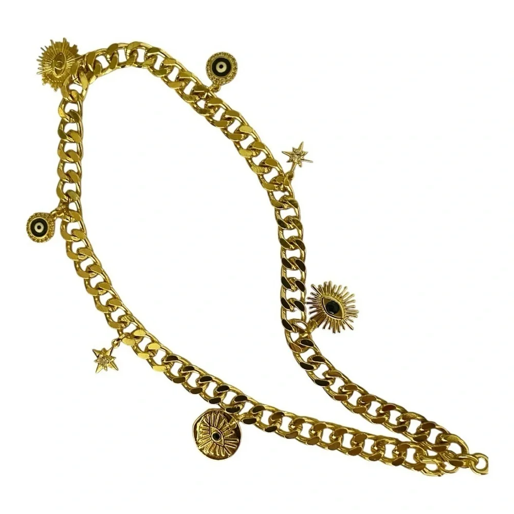 Phone Candy Los Angeles Phone Charm, Gold Wristlet Chain, 7 Gold-Tone Charms.